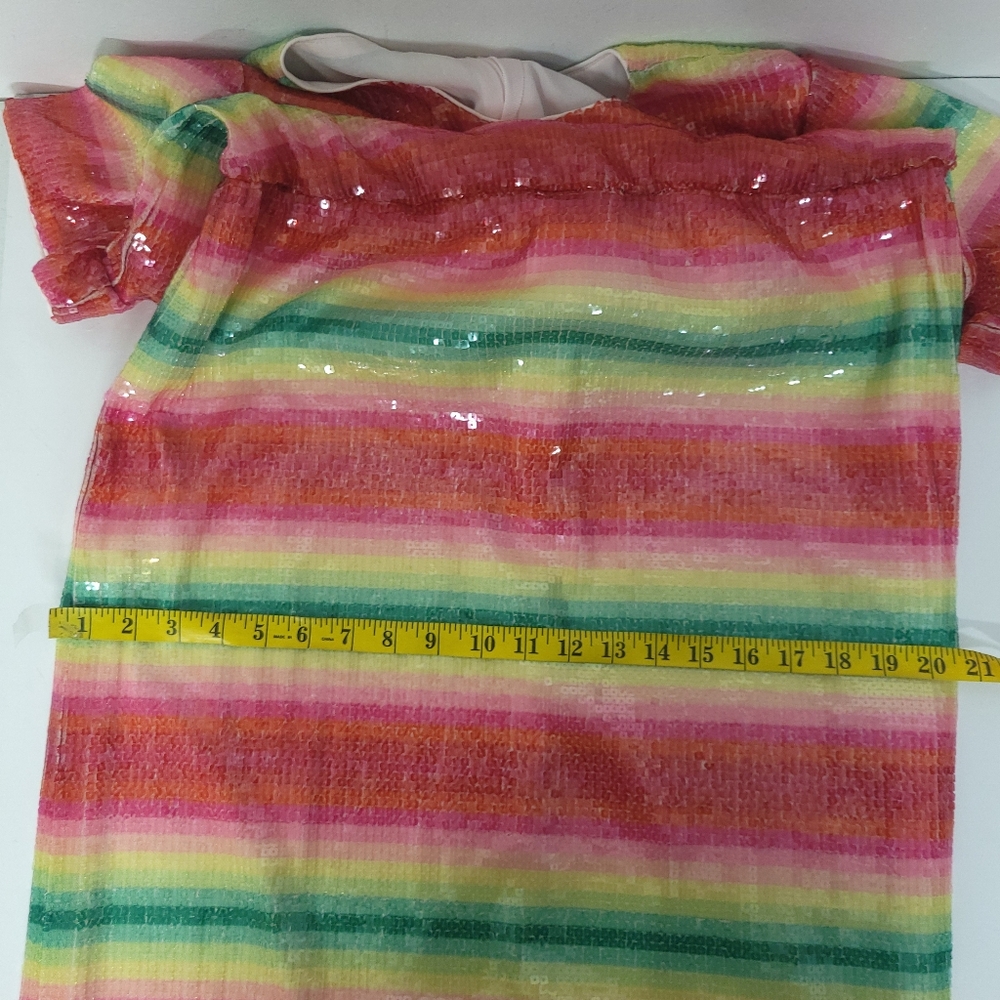 J. Crew Short Sleeve Sequin Dress in Watermelon/multicolor sz 14 - Picture 12 of 13